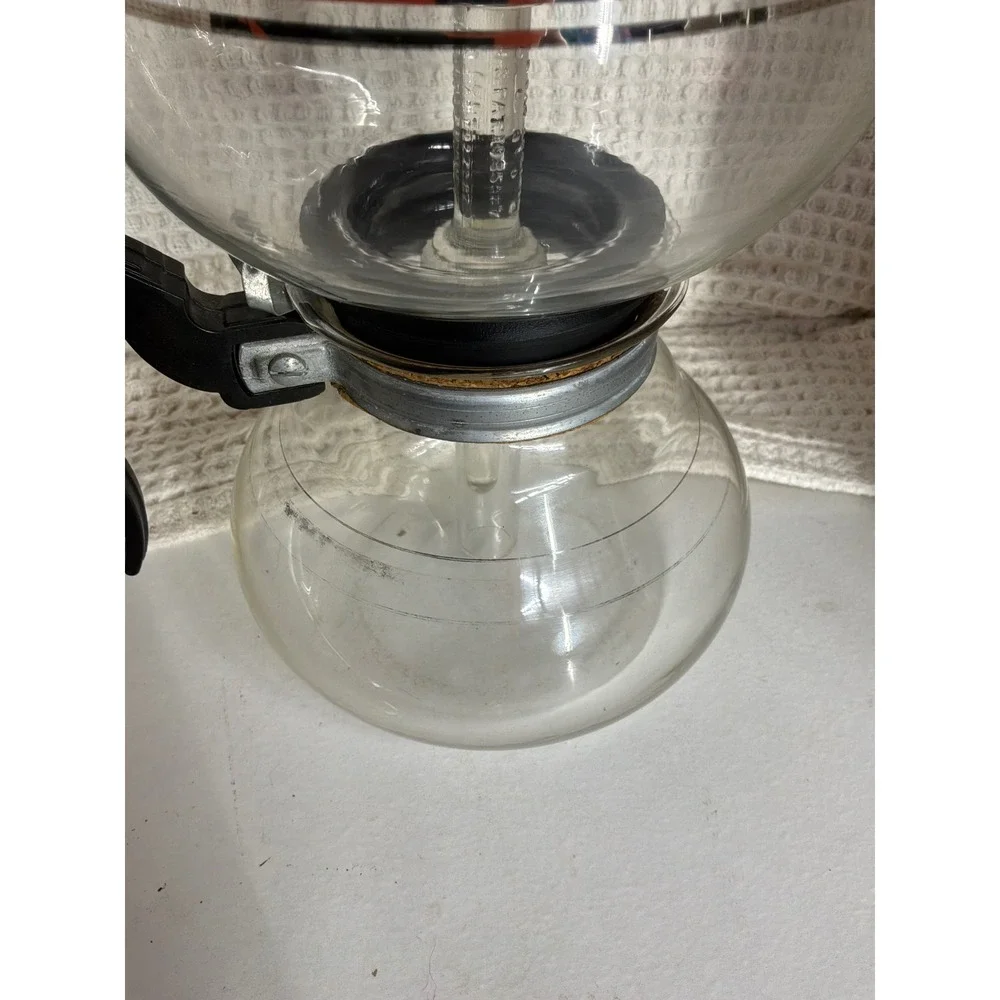 Vintage Cory Glass Vacuum Siphon Coffee Maker Set Clear Black Silver Striped